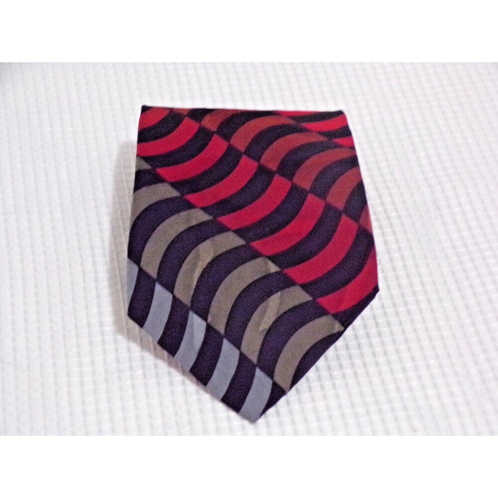 Je Suis Mens NeckTie 4" x 56" Silk Burgundy Blue Red Black Gray Abstract Dressy‎